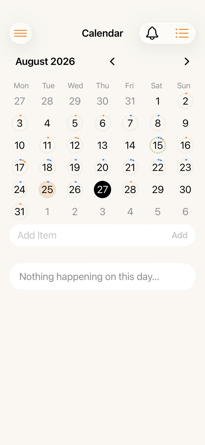 Monats&uuml;bersicht der Familienkalender App
