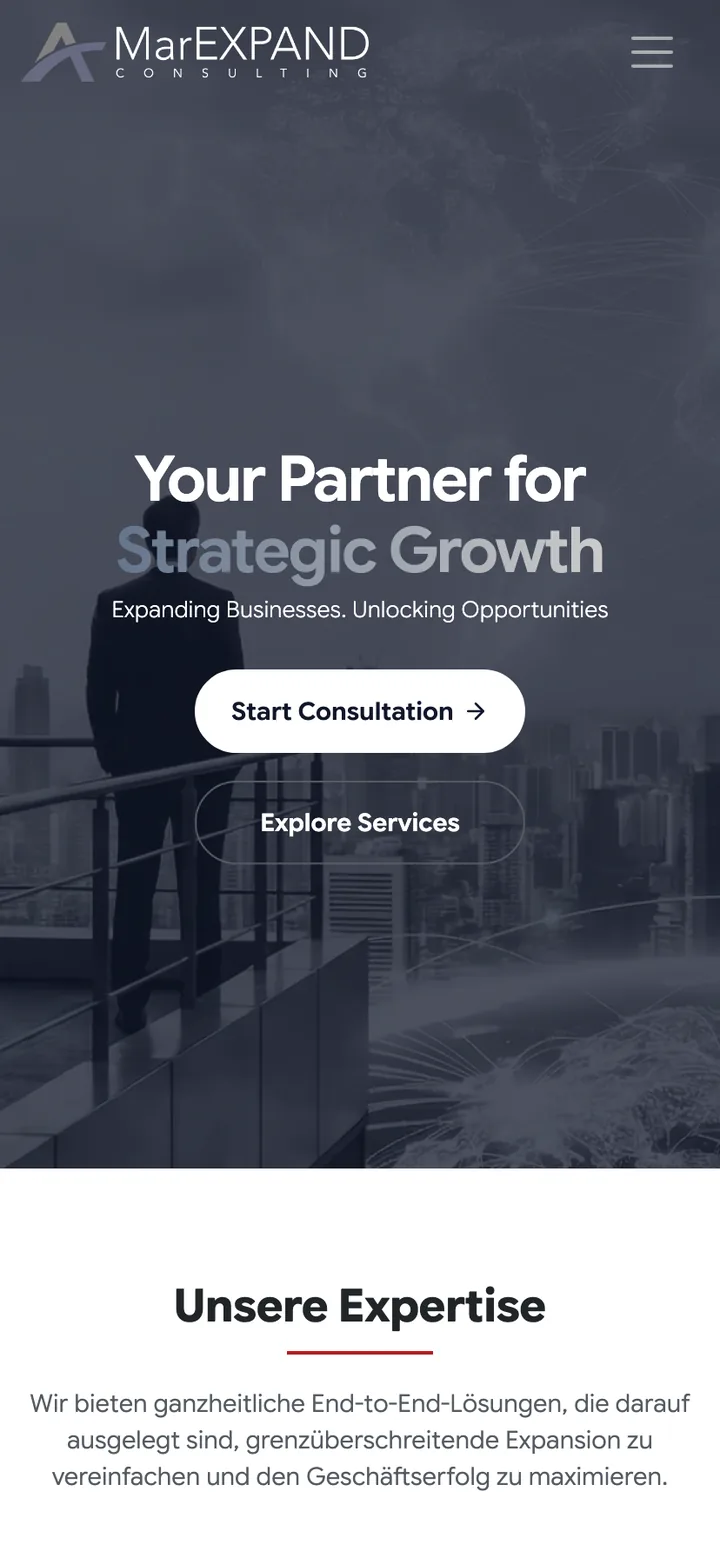 MarEXPAND Consulting, mobile Ansicht
