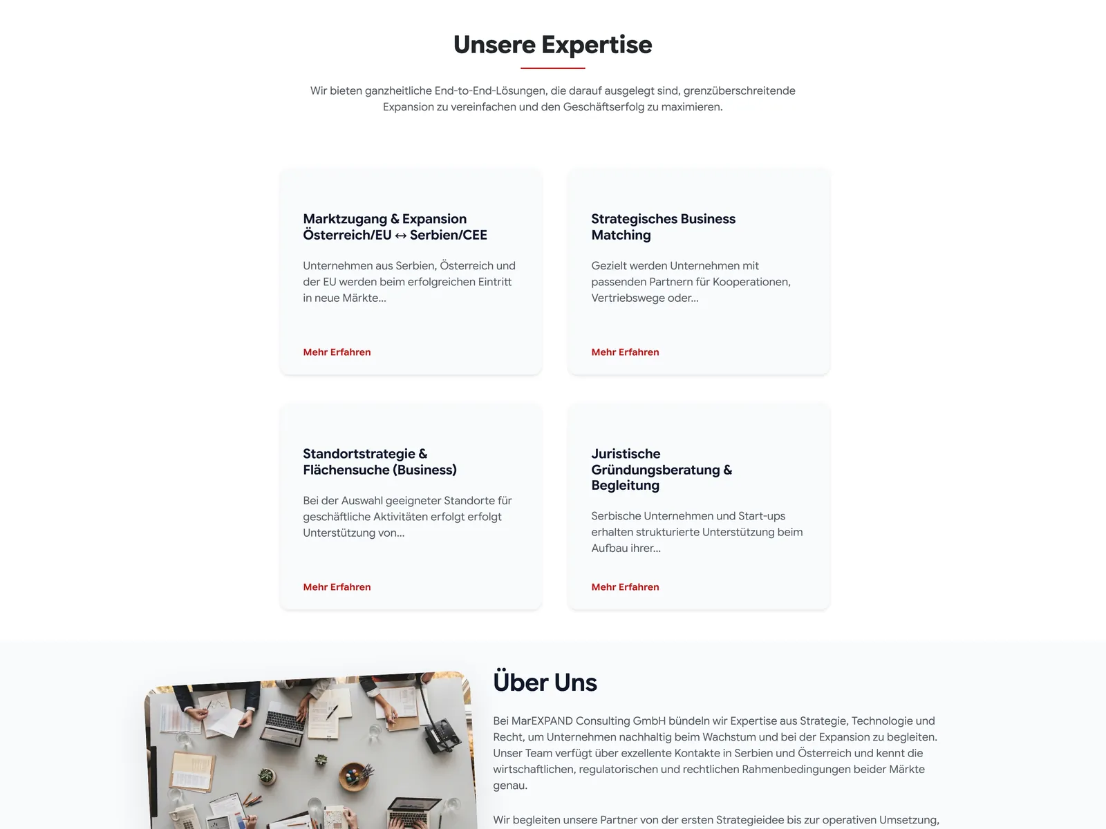 MarEXPAND Consulting, Inhaltsbereich auf dem Desktop