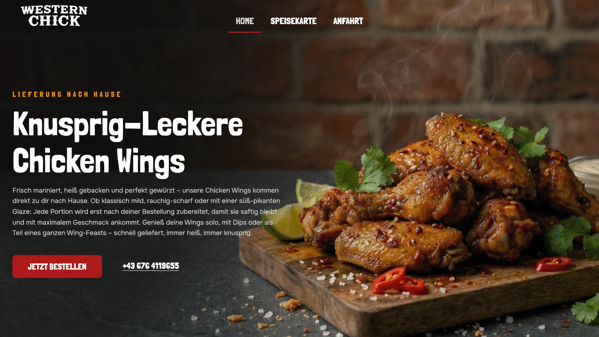 Startseite von Western Chick auf dem Desktop